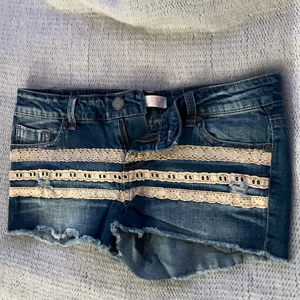 Lace Denim Shorts